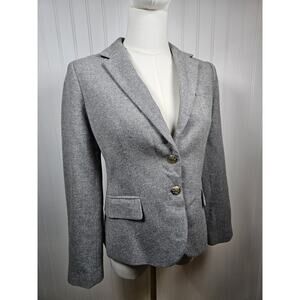 J. Crew Wool Blend Schoolboy Blazer Light Grey Women's Size 4P Academia Preppy